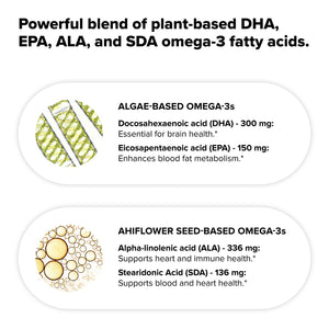 Complement Vegan Omega 3 Supplement- 960mg Omega-3 Fatty Acids, DHA, EPA, SDA, ALA Supplement - Immune Support- 60 Servings, 120 Liquid Capsules ComplementBuy Supplements Australia