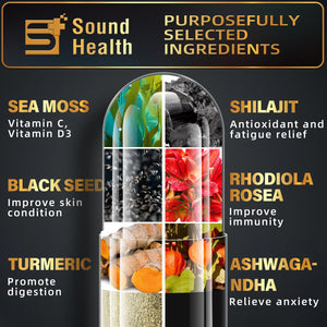 Sea Moss Capsules with Ashwagandha, Turmeric, Bladderwrack, Vitamins C & D for Natural Energy, Sleep Support & Hair Growth, 1200mg Herbal Blend, for Man & Women, Third-Party Tested,16-in-1 Supplement SoundHealthBuy Supplements Australia