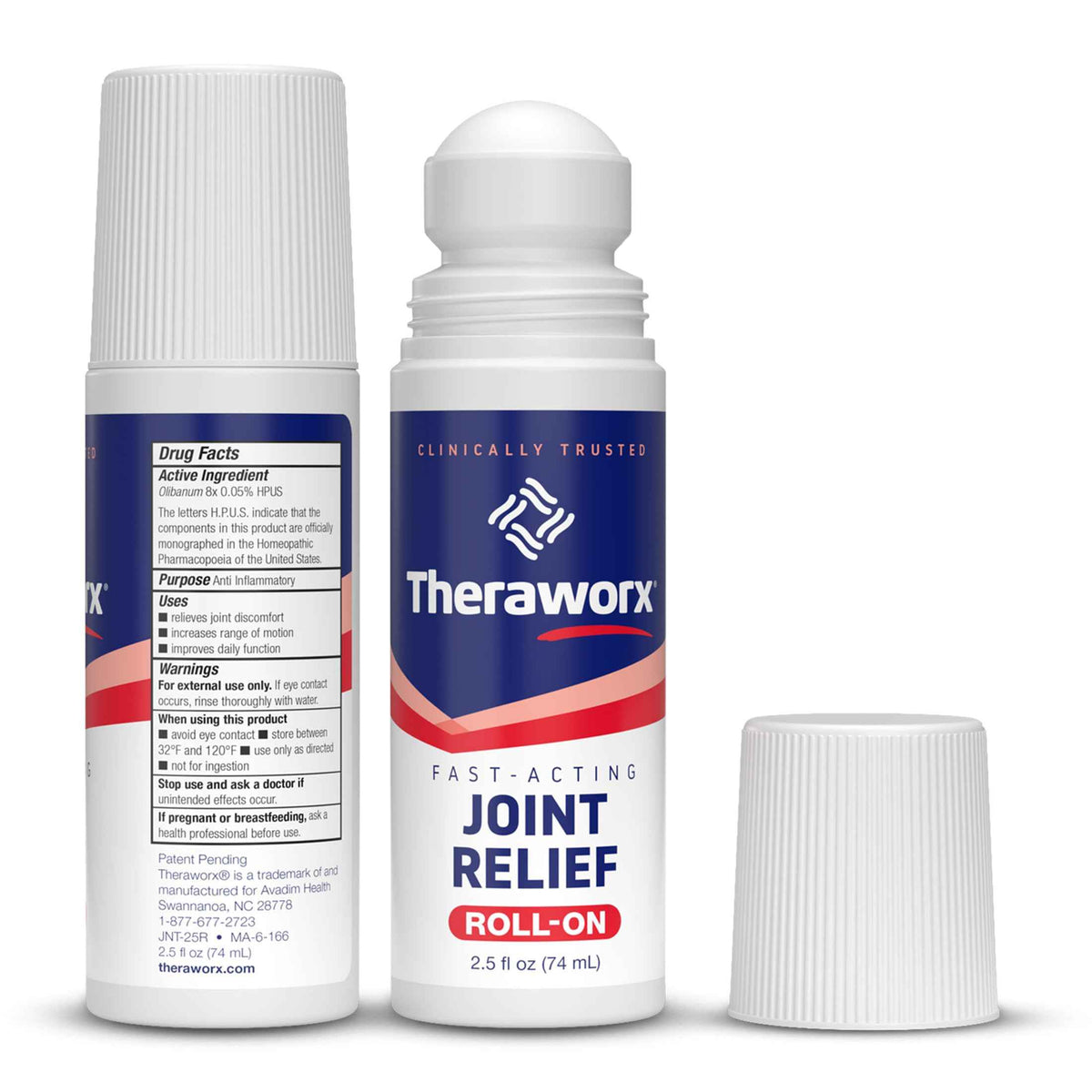 Theraworx Fast-Acting Joint Relief Roll-On Joint Discomfort & Inflammation Relief - 2.5 Oz - 2 Count