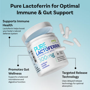 Lactoferrin 300mg Delayed Release Capsules - MyImmunity Premium Immune Support Supplement with Iron Absorption - Freeze Dried, Non-GMO, Gluten Free, Vegetarian - 30 Count (1 Month Supply) MyImmunity buy supplements Au