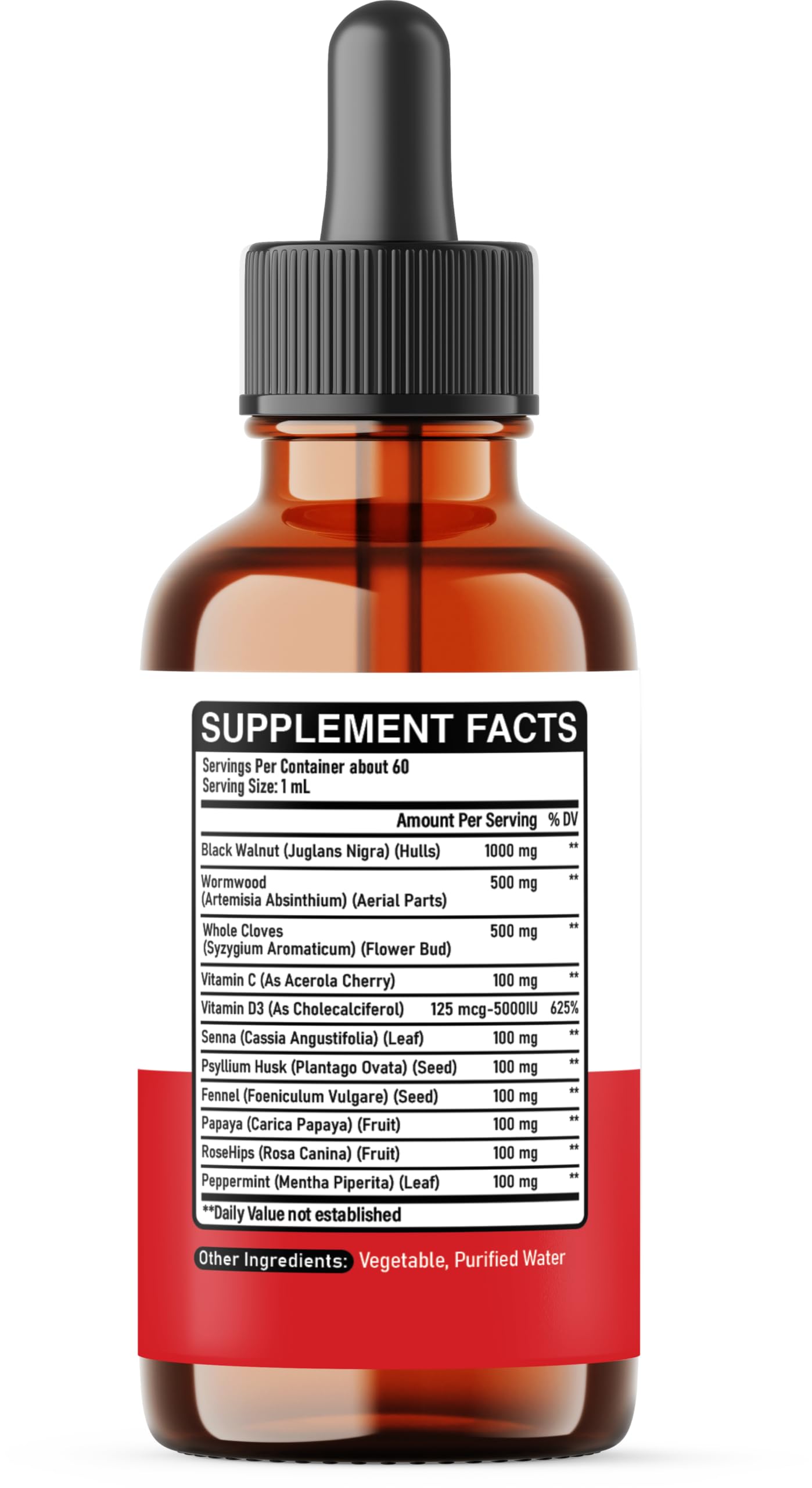 DEDICAD 11in1 Black Walnut Wormwood Cloves Liquid Drops with Cloves Buds, Senna Leaf, Psyllium Husk, Fennel Seed, Papaya Leaf and More - 2 oz Fl - 60 Days - Strawberry Flavor DEDICAD buy supplements Au