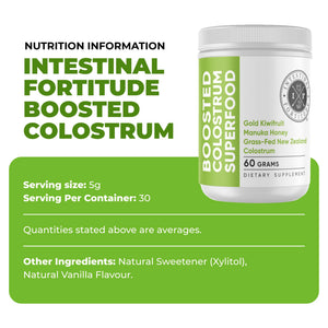 Intestinal Fortitude Boosted Colostrum Superfood Dietary Supplement: Grass-Fed New Zealand Bovine Colostrum, Gold Kiwifruit, Manuka Honey, for Digestion, Immune System, and Gut Health (60 Grams) Intestinal Fortitude buy supplements Au