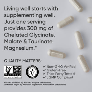 Sports Research® Chelated Triple Magnesium Complex with Glycinate, Taurinate & Malate (Chelamax®) for Enhanced Bioavailability* - 300 mg per Serving, Non-GMO, Certified Vegan, 120 Veggie Capsules Sports Research buy supplements Au