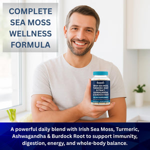 Droppels Irish Sea Moss Capsules with Turmeric Root, Ashwagandha, Black Pepper & Burdock Root – Natural Mineral Blend for Immune, Digestion, Joint & Energy Support – Vegan, Non-GMO – 60 Capsules Droppels buy supplements Au
