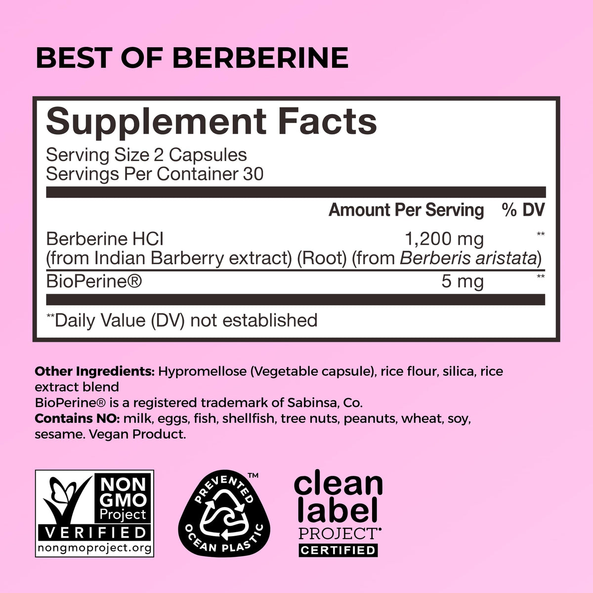 HUM Best of Berberine Supplement 1200mg, Pure Potency for Metabolic Wellness, Gut Health, Pure Berberine Supplements Enhanced