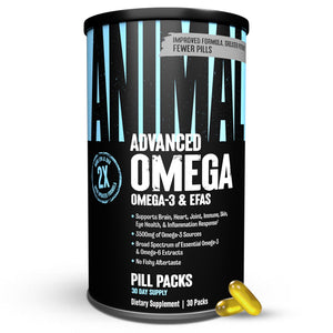 Animal Advanced Omega 3 Fatty Acids - 3500mg EPA DHA Fish Oil Omega 3 Supplement for Women & Men High Potency Blend with CLA GLA ALA for Brain Skin Eye Immune Joint Health 30 Pill Packs Animal buy supplements Au