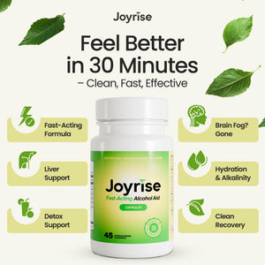 Joyrise® After Drinking Aid – Fast Acting Capsules with DHM – Alcohol Metabolism Support, Liver Health, Rapid Bioavailability & Body Replenishment – 45 Capsules (15 Servings) JoyriseBuy Supplements Australia