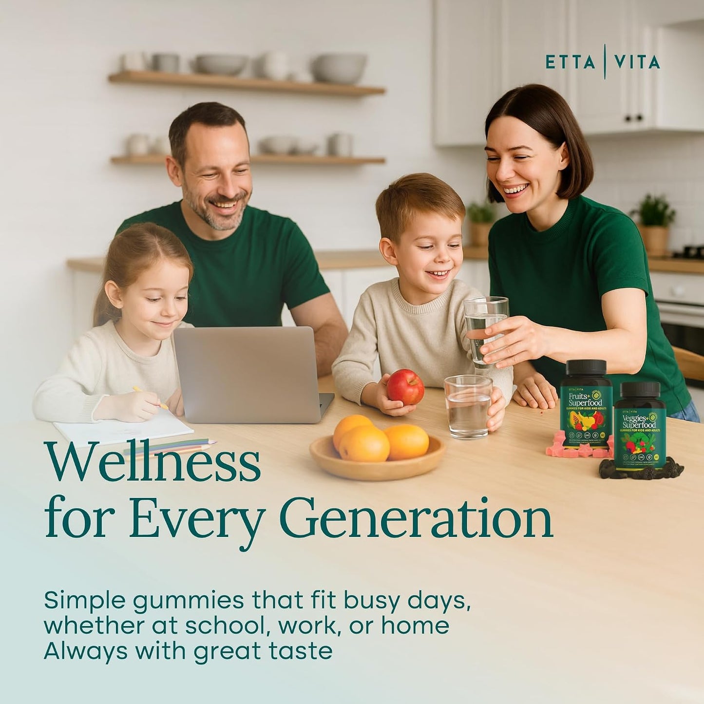 (120 Chews) Fruits and Veggies Supplement - Super Greens Gummies (9 Superfruits & 30 Veggies) Mushrooms, Fruit and Vegetable Vitamins, Non-GMO, Pectin-Based, Gluten-Free, No Capsules