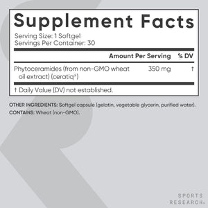 Sports Research® Phytoceramides 350mg per softgel - Plant Derived Ceramides for Healthy Skin and Hydration - Non GMO with No Fillers or Synthetic Vitamins - 30 Liquid softgels Sports Research buy supplements Au