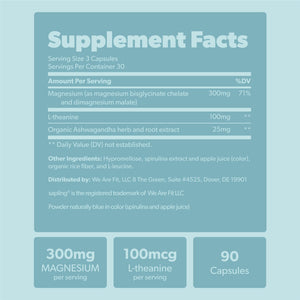 Magnesium Glycinate Complex Supplement - Chelated Magnesium Glycinate with Malate, Organic Ashwagandha, L-theanine & Blue Spirulina - High Absorption, Vegan, Non-GMO, 300mg, 90 Veggie Caps sapling buy supplements Au