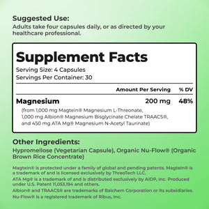 You Vites Threonix Triple Magnesium Complex - Magtein L-Threonate, Bisglycinate Chelate TRAACS & ATA Mg - Brain, Sleep, Mood & Focus Support - High Absorption, Gentle on Stomach - 120 Capsules You Vites buy supplements Au