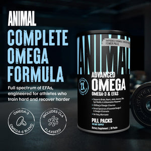 Animal Advanced Omega 3 Fatty Acids - 3500mg EPA DHA Fish Oil Omega 3 Supplement for Women & Men High Potency Blend with CLA GLA ALA for Brain Skin Eye Immune Joint Health 30 Pill Packs Animal buy supplements Au
