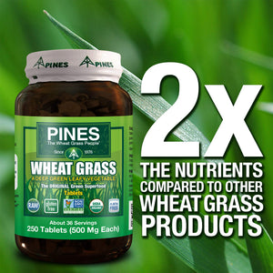 PINES Organic Wheat Grass, 250 Count Tablets | PINES Wheat Grass as featured in the new blockbuster film, Ocean's 8! Pines buy supplements Au