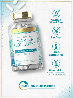 Carlyle Marine Collagen for Hair Skin and Nails | 250 Caplets | Peptides for Women and Men | Type I with Calcium | Non-GMO & Gluten Free Carlyle buy supplements Au