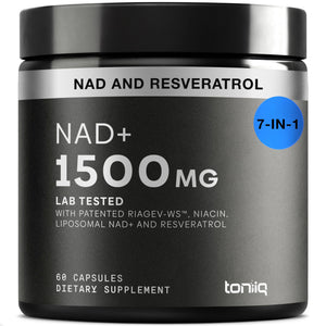 Toniiq Liposomal NAD+ and Resveratrol Supplement - 1500mg Ultra High Strength NAD Supplement - Clinically Studied Ingredients with Patented RiaGev-WS™, Resveratrol, and Niacin - 60 Capsules Toniiq buy supplements Au