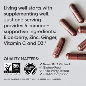 Sports Research® Elderberry Immune Support with Zinc, Ginger, Vitamin C & D3 - Vegan Friendly · Non-GMO · Gluten Free - 60 Veggie Capsules Sports Research buy supplements Au