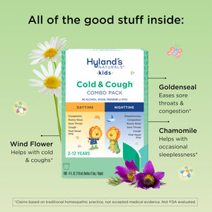 Hyland's Kids Cold and Cough, Day and Night Combo Pack, Cold Medicine for Ages 2 and up, Syrup Cough Medicine for Kids, Nasal Decongestant, 4 Fl Oz (Pack of 2) Hyland's buy supplements Au