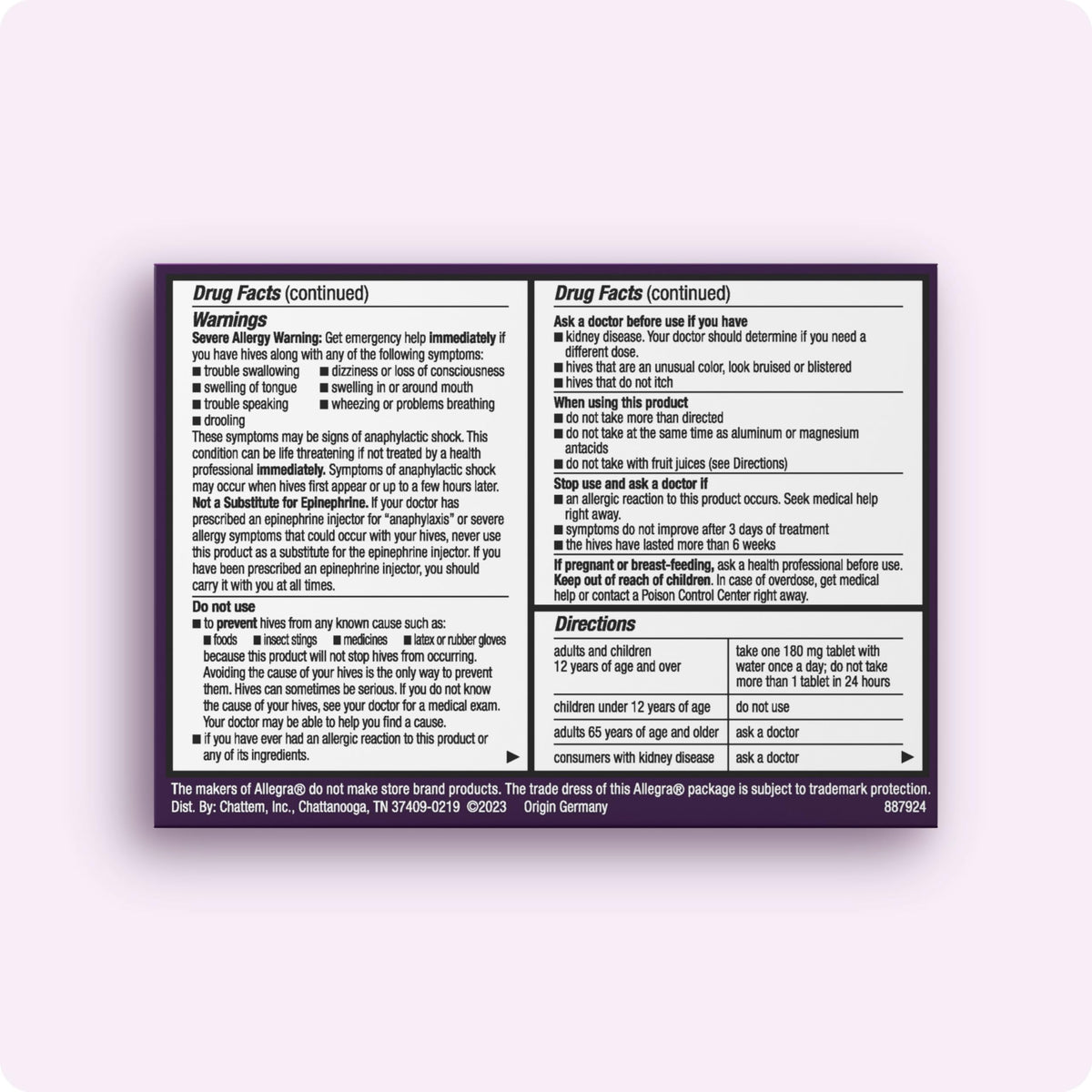 Allegra Hives Antihistamine 24-Hour Tablets, Non-Drowsy Hive Reduction and Hive Itch Relief, 180 mg Fexofenadine HCI, 30-Count Allegra buy supplements Au