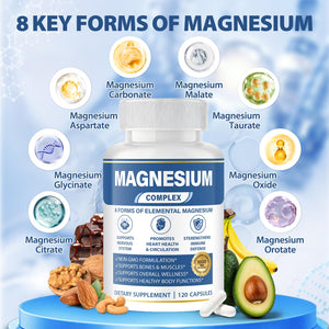 1000mg Magnesium Complex 8 in 1 for Women & Men – Magnesium Glycinate, Citrate, Malate, Taurate, Oxide, Carbonate, Aspartate, Orotate – Vegan Non-GMO, for Sleep, Fatigue & Heart Health, 120 Capsules BOSNETHUINH buy supplements Au