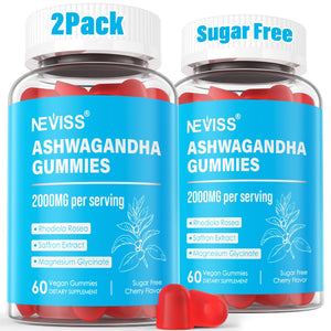 Ashwagandha Gummies, Magnesium Glycinate Gummies 2000mg for Adults, Vitamin B6, Zinc, Rhodiola Rosea, Lemon Balm, Relaxation Support, Natural Zzz, Brain, Muscle, Stamina, Energy, Sugar Free NEVISSBuy Supplements Australia