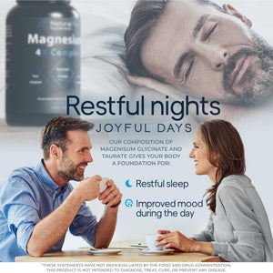 Natural Flow 4X Magnesium Supplement, Magnesium Glycinate, Taurate, Malate, Orotate Complex, Calm Sleep and Cramp Support Blend, No Mag Citrate or Oxide, 120 Capsules Natural Flow Supplements buy supplements Au