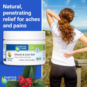 Earth's Care Muscle & Joint Rub - for Sore Muscles, Bruises, Aches and Strains - 2.5 OZ.