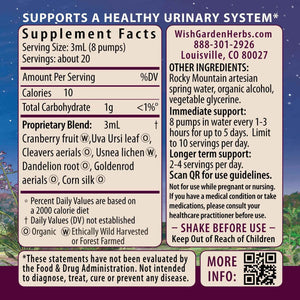 WishGarden Herbs Urinary Strength, Liquid Herbal Tincture, Cranberry, Uva Ursi & Usnea, Supports Urinary Tract Health, Eases Discomfort, Promotes Microbial Balance, 2oz