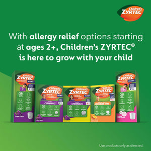 Zyrtec Children's Dye-Free Chewables for 24 Hour Allergy Relief, 10 mg Cetirizine Hydrochloride Antihistamine Tablets, Kids Allergy Medicine Relieves Sneezing & Itchy Throat, Grape, 48 ct Zyrtec buy supplements Au
