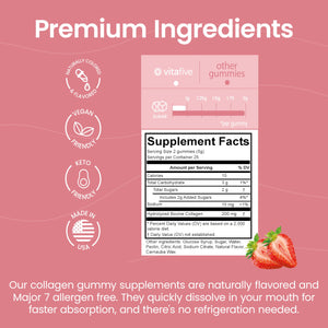 vitafive Collagen Gummies for Men and Women, Bovine Collagen, Collagen Gummy for Hair, Skin, and Connective Tissue Support, Gluten Free (50 Ct) vitafive buy supplements Au