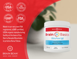 Brain Basics Ultra Pure IgG Supplement - Dairy-Free Supplement IgG-Immunolin Powder, Blended Vitamin & Mineral Supplements, 150g, 60 Servings Brain Bean buy supplements Au
