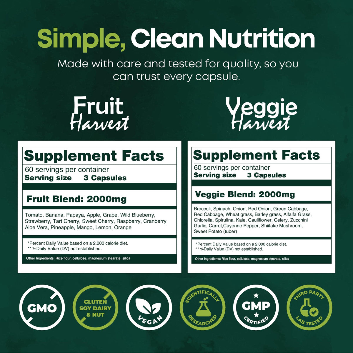 Supermed Research Fruits and Vegetables Supplements – 2 Pack Combination Fruit & Veggies Supplement – Whole Food Vitamins & Minerals for Adults – Superfood Veggie Vitamins for Adults (180 x 2, 360 Ct) Supermed Research buy supplements Au