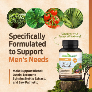 ForestLeaf Daily Vitamin Multivitamin for Men, Multi-Vitamin for Men - Mens Multivitamins & Multiminerals Supplement | All Essential Vitamins Needed for Health, Longevity & Energy | 60 Veg Caps ForestLeaf buy supplements Au
