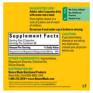 Nature Made Magnesium Glycinate 200 mg per serving, Magnesium Supplement for Muscle, Heart, Nerve and Bone Support, 180 Magnesium Bisglycinate Capsules, 90 Day Supply Nature MadeBuy Supplements Australia