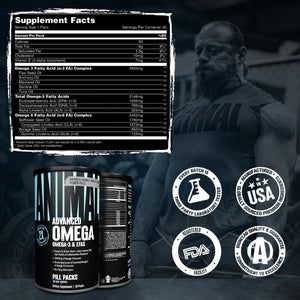 Animal Advanced Omega 3 Fatty Acids - 3500mg EPA DHA Fish Oil Omega 3 Supplement for Women & Men High Potency Blend with CLA GLA ALA for Brain Skin Eye Immune Joint Health 30 Pill Packs Animal buy supplements Au