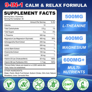 GlaGmrry 90 Count | L Theanine Gummies, L Theanine Supplement for Adults & Kids, w/Ashwagandha, Magnesium, GABA & 5-HTP, Sugar Free Liposomal Formula for Calm Relax zzZ M♡♡d & Focus, Vegan GlaGmrryBuy Supplements Australia