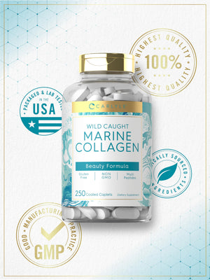Carlyle Marine Collagen for Hair Skin and Nails | 250 Caplets | Peptides for Women and Men | Type I with Calcium | Non-GMO & Gluten Free Carlyle buy supplements Au