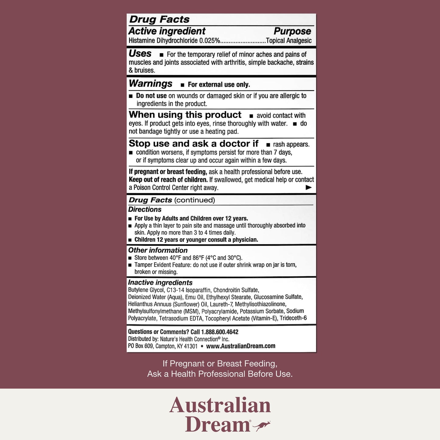 Supplement ProductAustralian Dream Arthritis Pain Relief Cream - Soothing & Non-Greasy - Powerful Topical Arthritis Pain Relief - Good for Muscle Aches or Joints - 2 oz Jar - GlowUpCaUSA