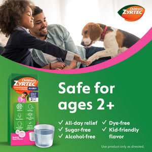 Zyrtec Children's Liquid, Kid's Antihistamine Syrup, Dye-, Sugar-, and Alcohol-Free, Pleasant Bubble Gum Flavor, Contains Cetirizine HCl Suitable for Ages 2 Years and Up, 4 fl oz Bottle Zyrtec buy supplements Au