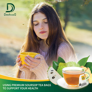 DEDICAD Soursop Leaves Tea Bags with Ginger, 30 Tea bags, 2gr/bag - Non-GMO/Caffeine free - Support Digestion, Well Skin, Immune System DEDICADÂ buy supplements Au