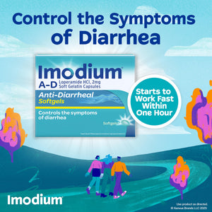 Imodium A-D Fast-Acting Anti-Diarrheal Softgels, Loperamide HCl 2 mg, Travel Essential Diarrhea Relief Medicine for Adults, 24 Count, Anti Diarrhea Pills,Easy to Swallow, for Ages 12+ Imodium buy supplements Au