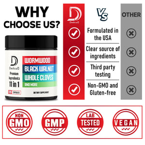DEDICAD Wormwood Supplement - 120 Capsules Extracted from Black Walnut, Cloves, Turmeric, Apple, Berberine HCl & More - 11 Ingredients Combined for Immune System - 2-Month Supply DEDICADÂ buy supplements Au