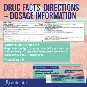 WELMATE - Diclofenac Sodium Topical Gel 1% (5.29 oz) - Arthritis Pain Reliever & Mobility Aid - Pain Relief Cream/Gel