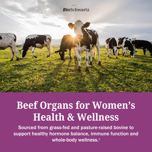 BioSchwartz Primal Beef Organ Supplement for Women - 60 Capsules - Grass-Fed & Pasture-Raised - Supports Healthy Hair Skin and Nails, Hormone Balance - with Bovine Liver, Kidney, Heart, Uterus Powder BioSchwartzBuy Supplements Australia
