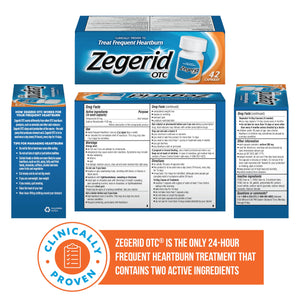 Zegerid OTC, 24-Hour Heartburn Relief, Acid Reflux Medicine and Antacid, Treats Frequent Heartburn, Omeprazole 20mg + Sodium Bicarbonate, Proton Pump Inhibitor (PPI), Two 42ct Cartons Zegerid OTC buy supplements Au