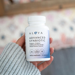 Alaya Naturals Advanced Synbiotic - Probiotic + Prebiotic - 14 Billion CFU Delayed Release Probiotic Supplement with Prebiotics from Sunfiber®, and L-glutamine for Gut Lining Integrity - 60 Capsules - PrimeBioHealth - canada supplements