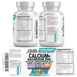 Allin1 Calcium Magnesium Zinc Supplement with Potassium, Copper, Strontium, Silica, Vitamin D3 K2, Boron, Vitamin B1 B12 Red Clover Herb Alfalfa Basil Pills for Men - PrimeBioHealth - canada supplements