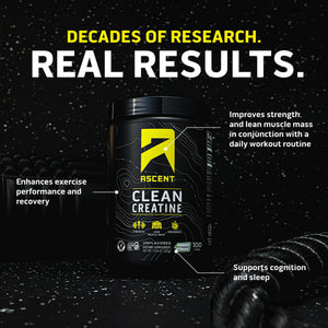 Ascent Clean Creatine Monohydrate Powder - 5G Per Serving, Creapure Creatine Supplement - Unflavored, 100 Servings - PrimeBioHealth - canada supplements