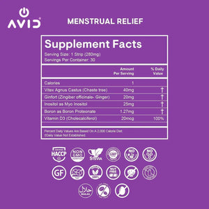 AVID Playboy - Menstrual Relief PMS Oral Strips (30 Edible Strips) Fast Dissolving PMS Cramp Relief & Hormonal Balance Strips for Women - Lemon Ginger Flavored Multi-Benefit PMS Supplement for Women