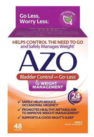 AZO Bladder Control with Go-Less® & Weight Management Dietary Supplement & Dual Protection | Urinary + Vaginal Support*