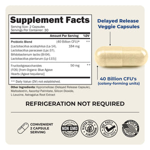 BioSchwartz Daily Probiotic Nutritional Supplement - 40 Billion CFU for Gut Health - Probiotics for Men and Women - Digestive Health with Astragalus - PrimeBioHealth - canada supplements